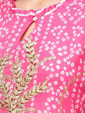 bandhani kurta palazzo set - 16909870 - Standard Image - 4