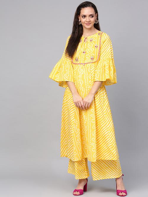 bandhani kurta palazzo set - 16909871 - Standard Image - 1