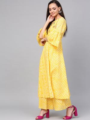 bandhani kurta palazzo set - 16909871 - Standard Image - 2