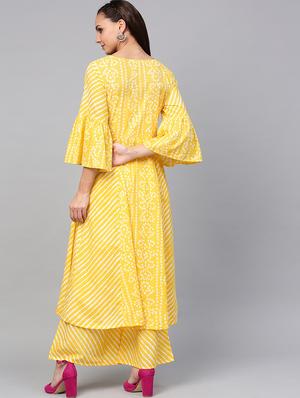 bandhani kurta palazzo set - 16909871 - Standard Image - 3