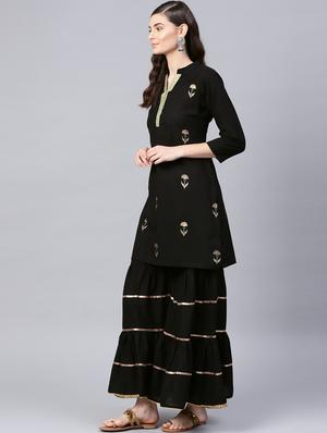 embroidered kurta sharara set - 16909876 - Standard Image - 2