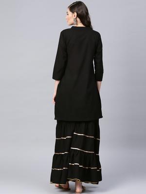 embroidered kurta sharara set - 16909876 - Standard Image - 3