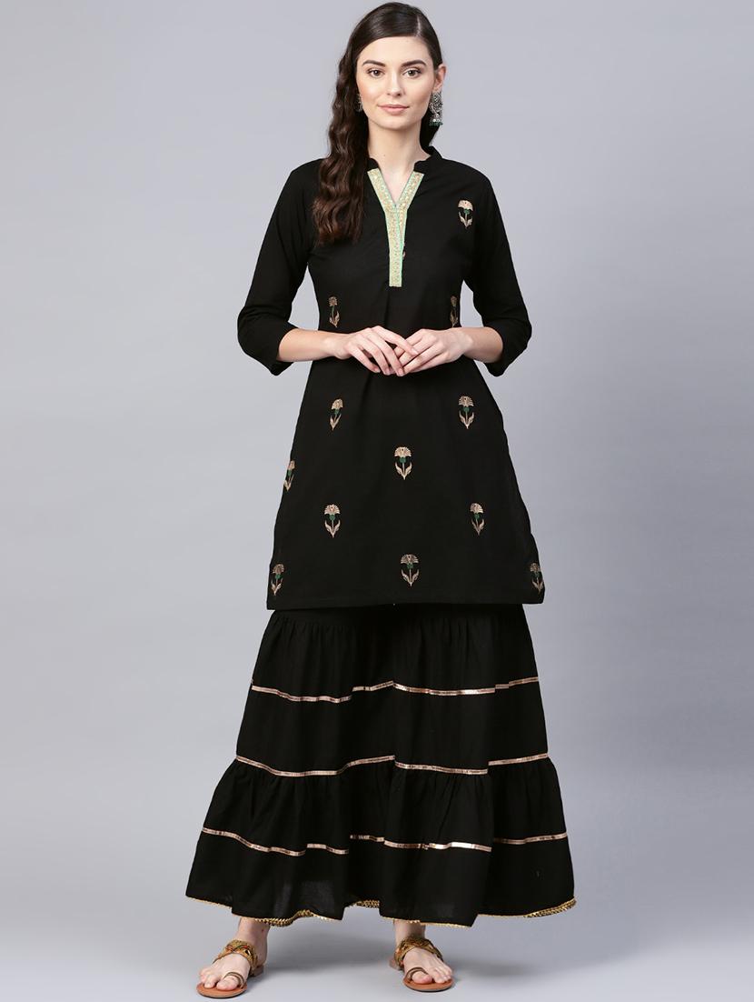 embroidered kurta sharara set - 16909876 - Zoom Image - 1