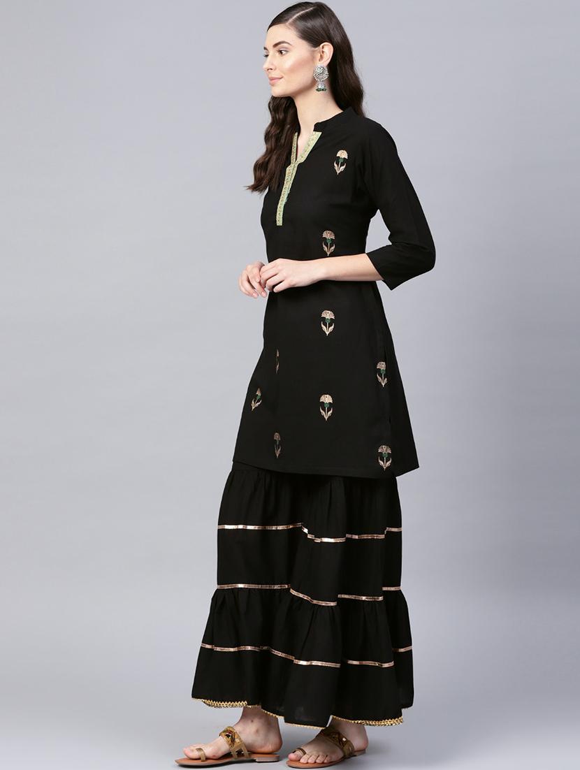 embroidered kurta sharara set - 16909876 - Zoom Image - 2