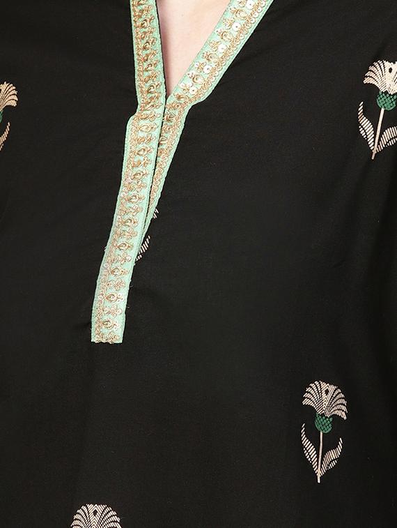 embroidered kurta sharara set - 16909876 - Zoom Image - 4