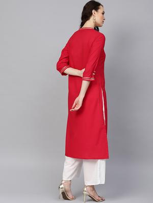 gota work kurta palazzo set - 16909885 - Standard Image - 3