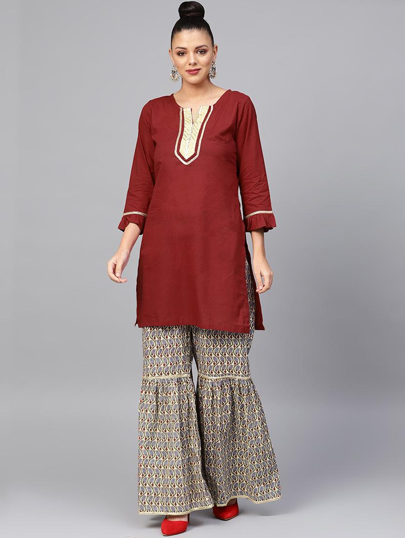 solid kurta sharara set - 16909887 - Zoom Image - 1