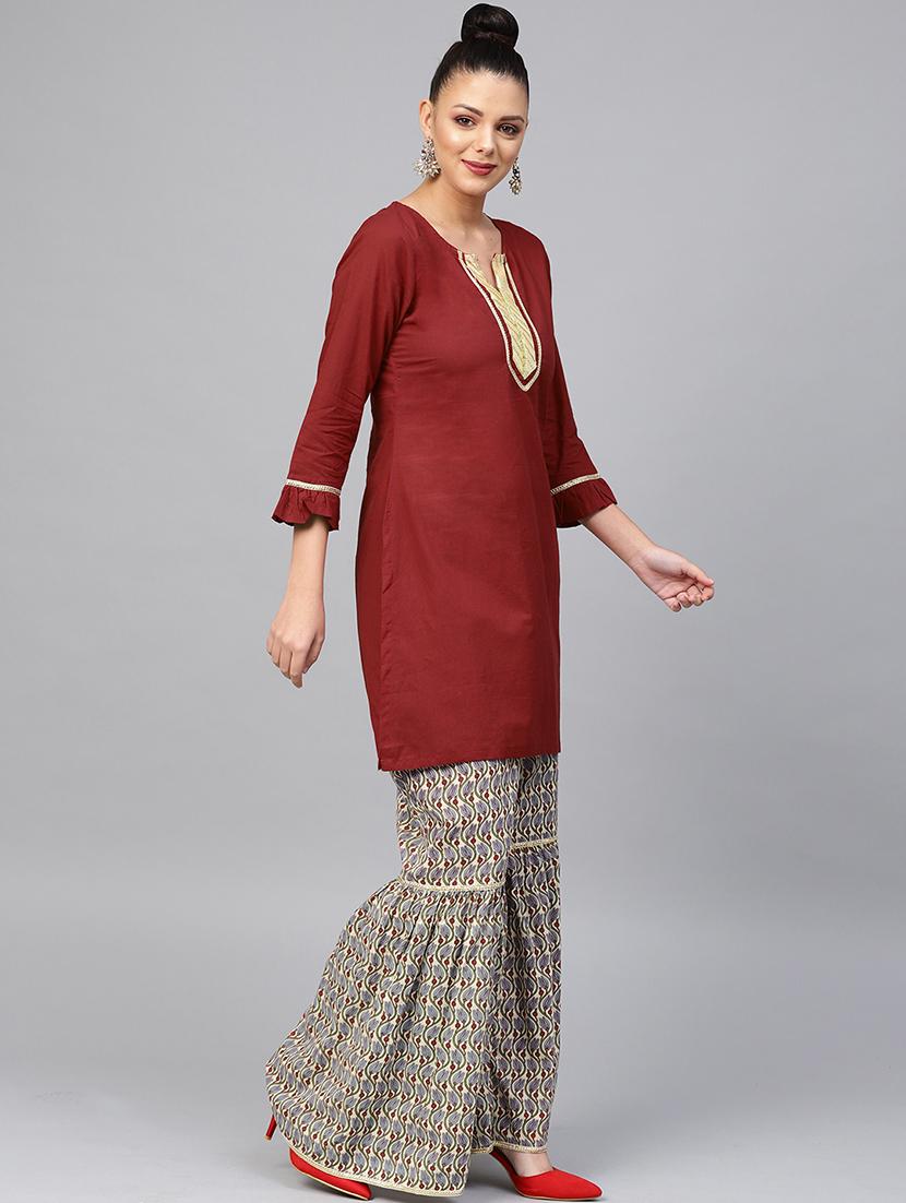 solid kurta sharara set - 16909887 - Zoom Image - 2