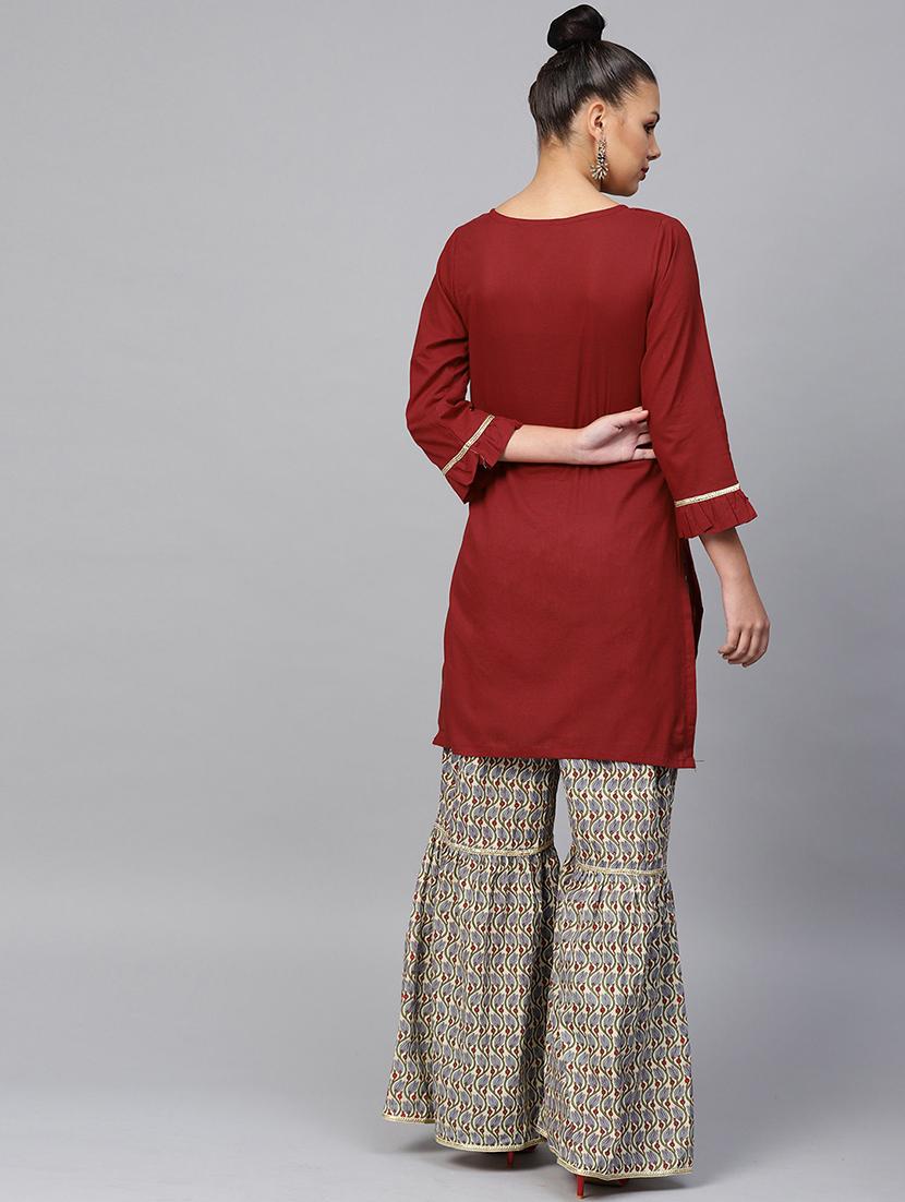 solid kurta sharara set - 16909887 - Zoom Image - 3