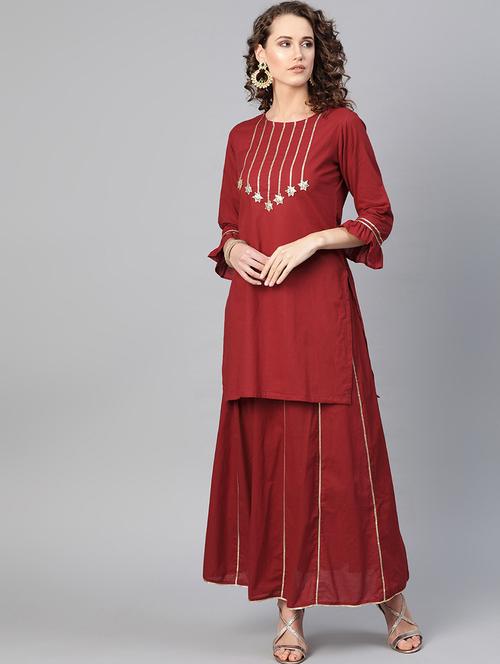 gota work kurta skirt set - 16909898 - Standard Image - 1