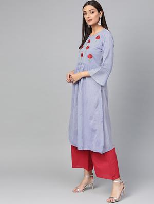embroidered kurta palazzo set - 16909906 - Standard Image - 2