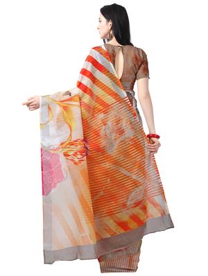 floral printed saree with blouse - 16910109 - Standard Image - 2