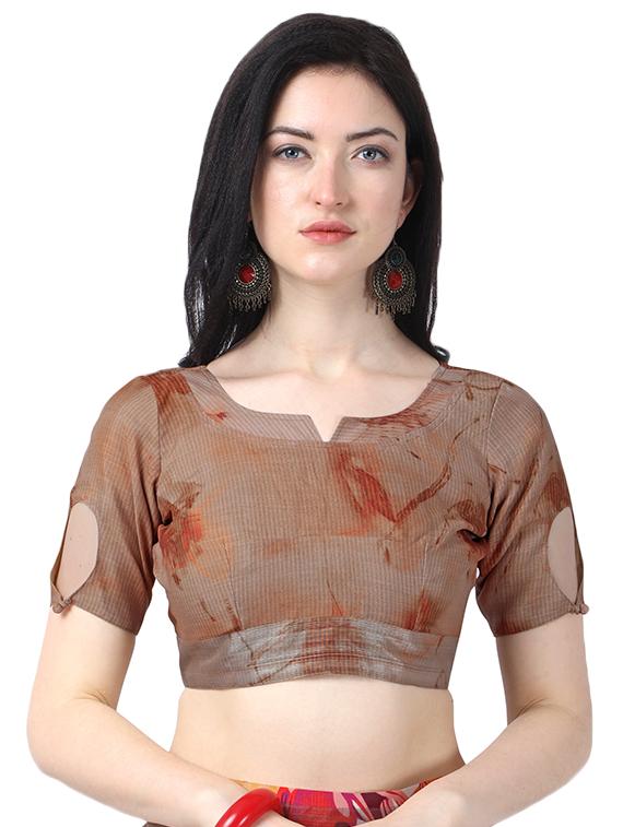 floral printed saree with blouse - 16910109 - Zoom Image - 3