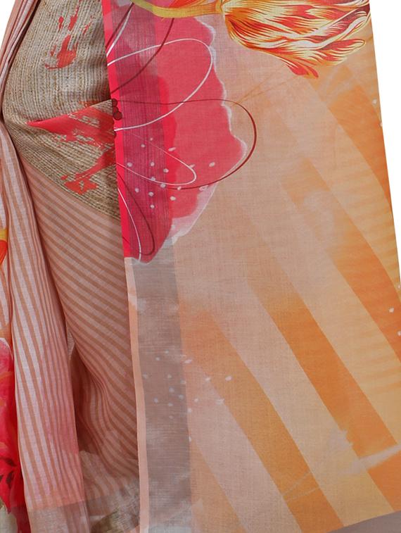 floral printed saree with blouse - 16910109 - Zoom Image - 4