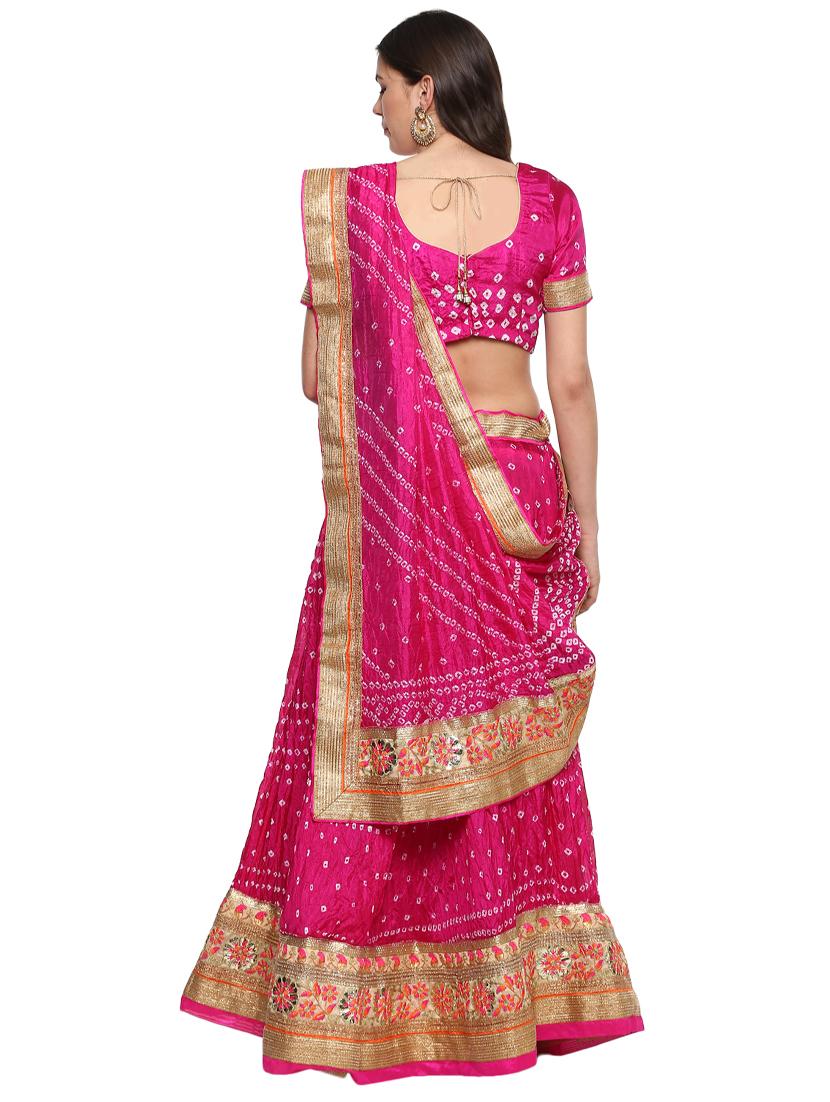 bandhani print a-line lehenga - 16910332 - Zoom Image - 3