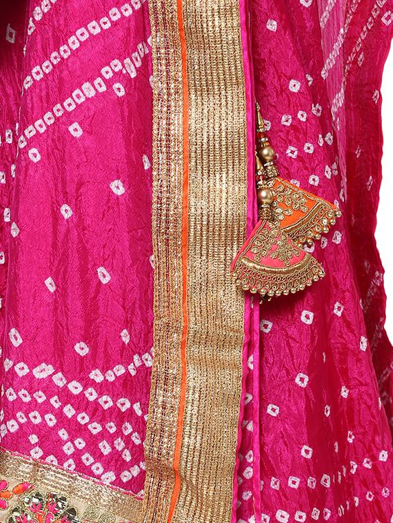 bandhani print a-line lehenga - 16910332 - Zoom Image - 5