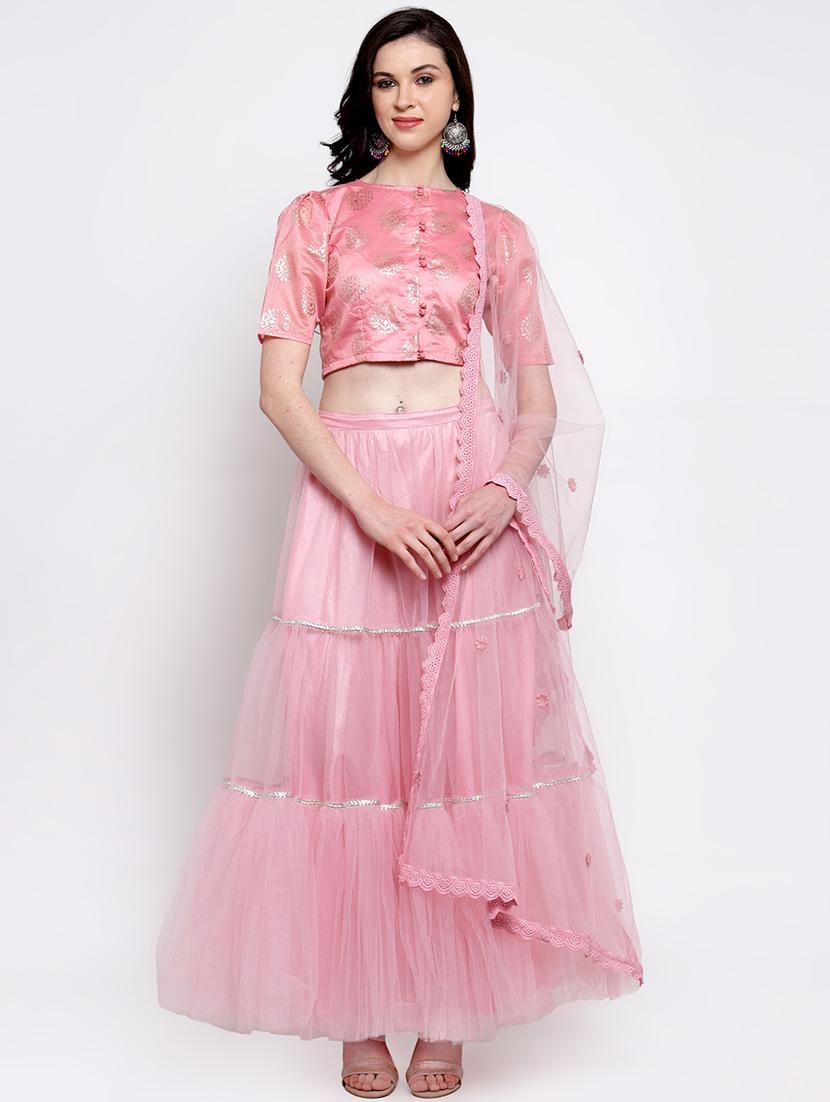 pastel tiered flared lehenga - 16910532 - Zoom Image - 1
