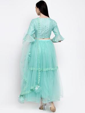 pastel tiered flared lehenga - 16910533 - Standard Image - 3