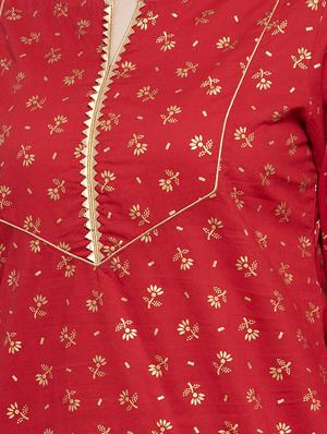 red cotton aline kurti - 16910554 - Standard Image - 4