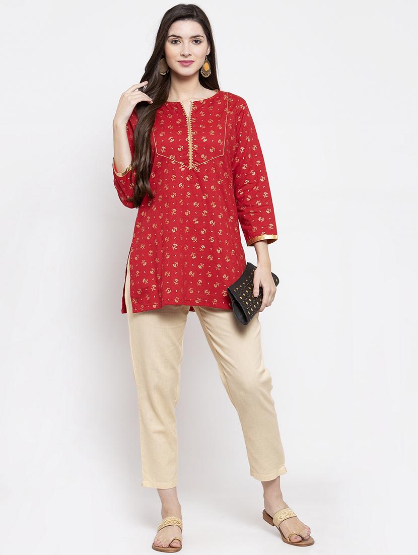 red cotton aline kurti - 16910554 - Zoom Image - 3