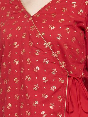 red cotton aline kurti - 16910555 - Standard Image - 4