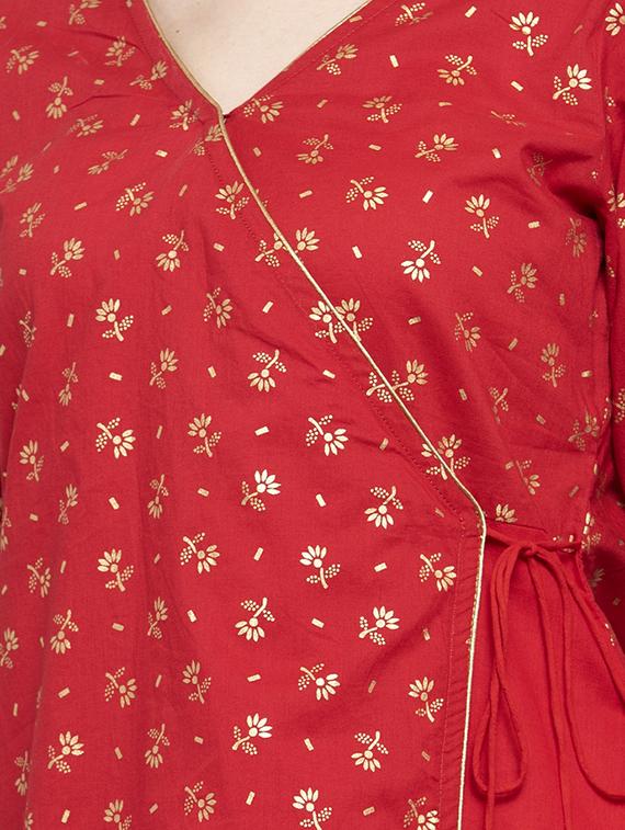 red cotton aline kurti - 16910555 - Zoom Image - 4