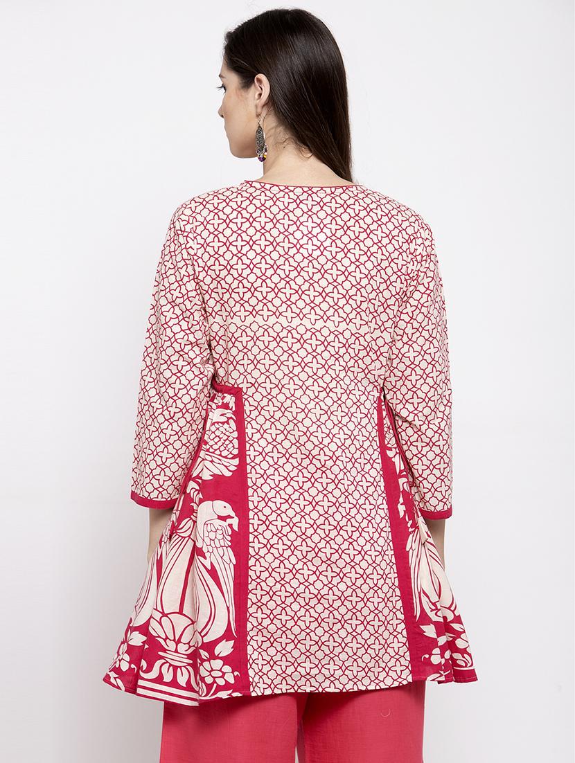 white cotton aline kurti - 16910556 - Zoom Image - 2
