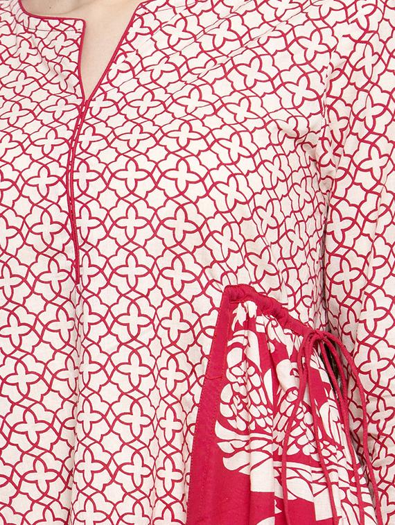 white cotton aline kurti - 16910556 - Zoom Image - 4