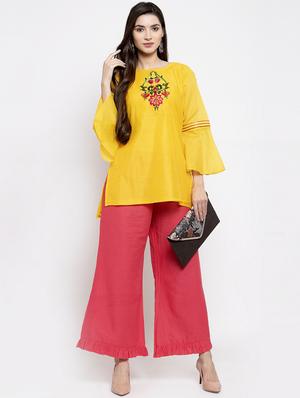 yellow silk aline kurti - 16910559 - Standard Image - 3