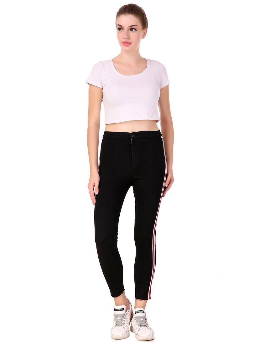 high rise side taped jeans - 16910829 - Zoom Image - 4