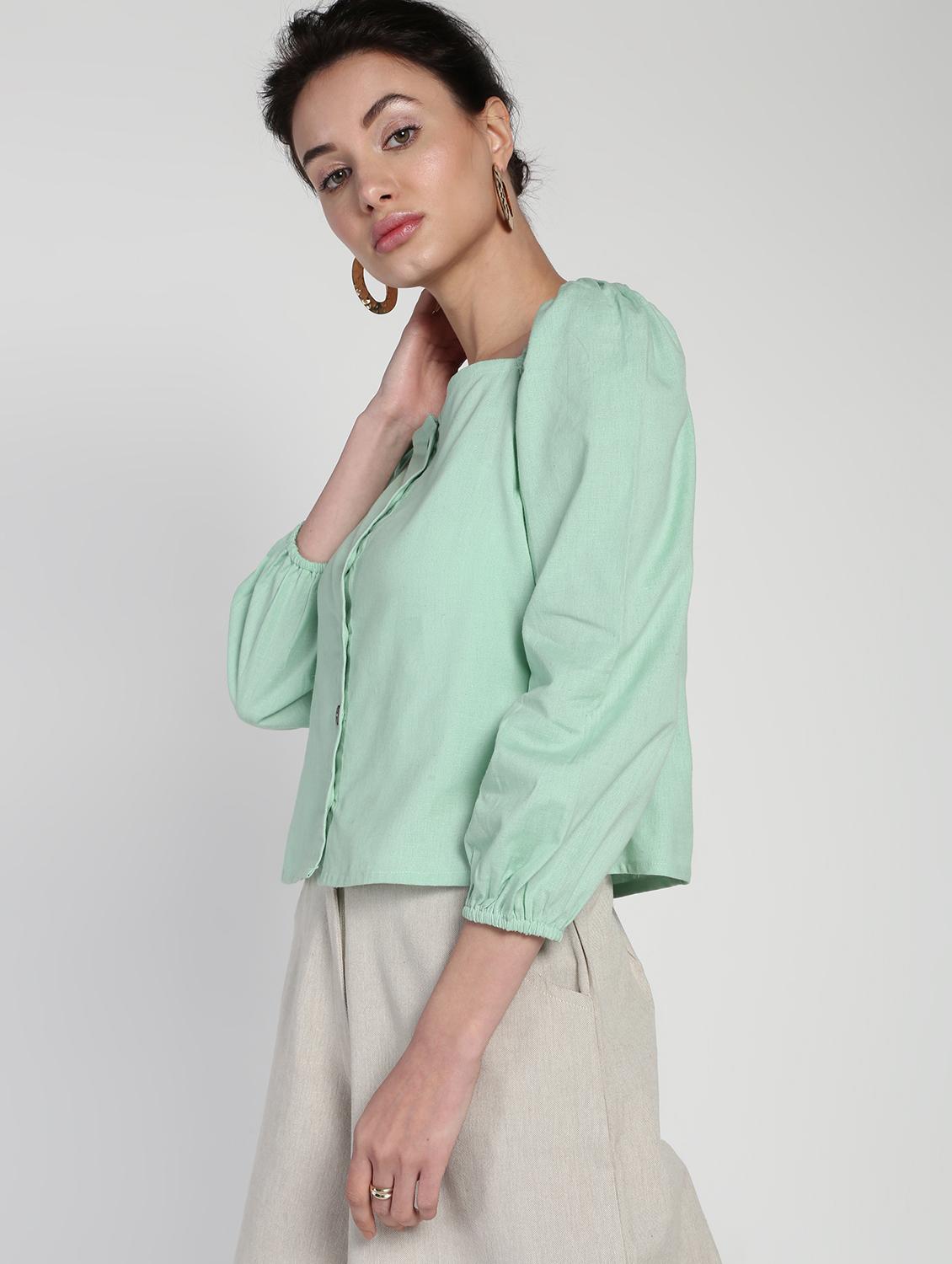 button-up crop top - 16911303 - Zoom Image - 2