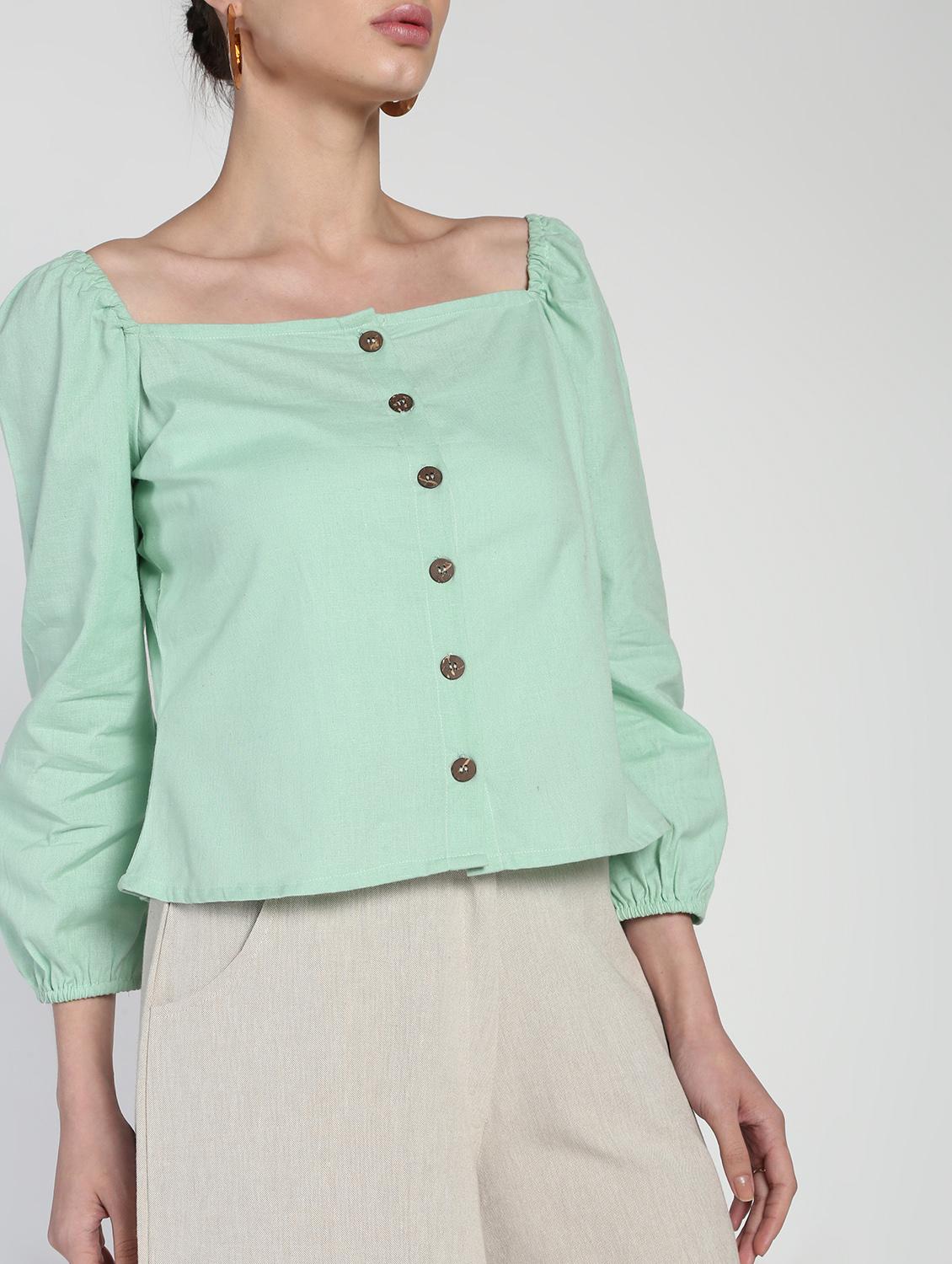 button-up crop top - 16911303 - Zoom Image - 5