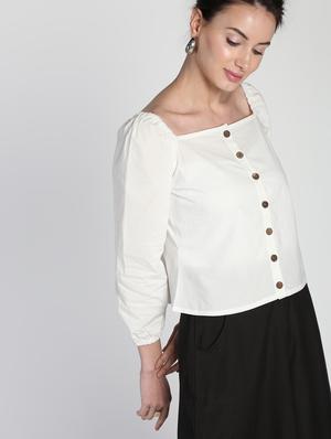 square neck button-up top - 16911305 - Standard Image - 2