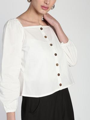 square neck button-up top - 16911305 - Standard Image - 5