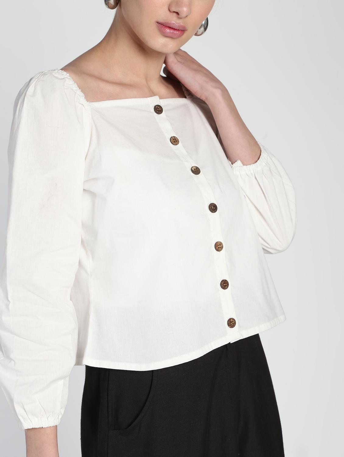 square neck button-up top - 16911305 - Zoom Image - 5