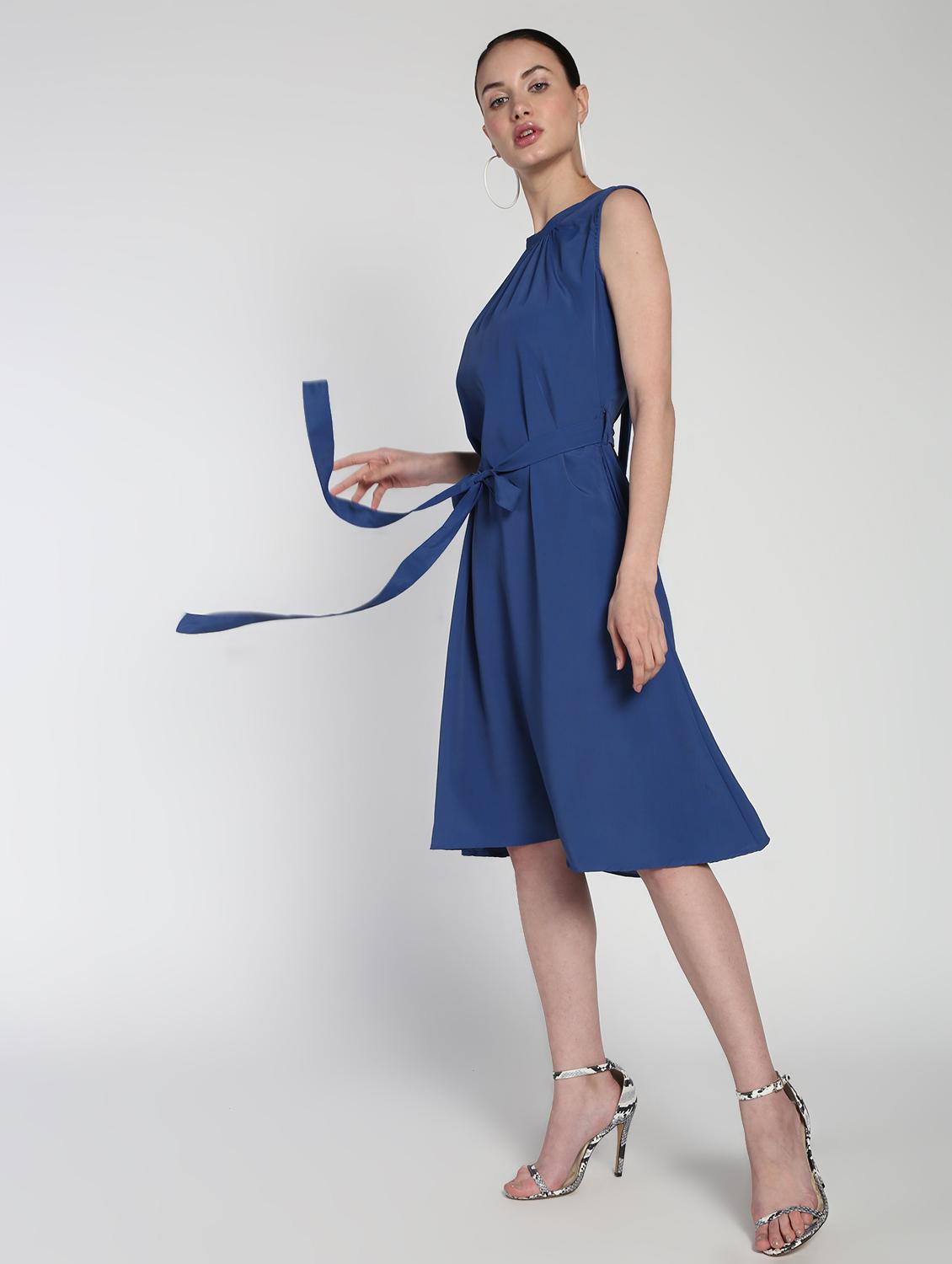 tie knot detail flared dress - 16911306 - Zoom Image - 1