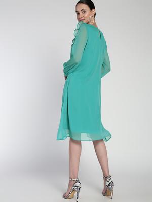 sheer panel frill detail a-line dress - 16911308 - Standard Image - 4