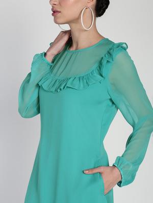 sheer panel frill detail a-line dress - 16911308 - Standard Image - 5