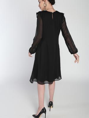 sheer panel frill detail a-line dress - 16911310 - Standard Image - 2