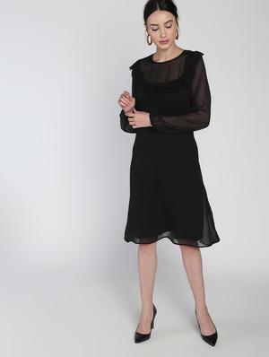 sheer panel frill detail a-line dress - 16911310 - Standard Image - 3