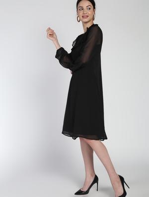 sheer panel frill detail a-line dress - 16911310 - Standard Image - 4