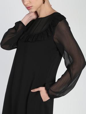 sheer panel frill detail a-line dress - 16911310 - Standard Image - 5