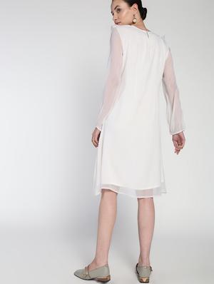 sheer panel frill detail a-line dress - 16911312 - Standard Image - 3