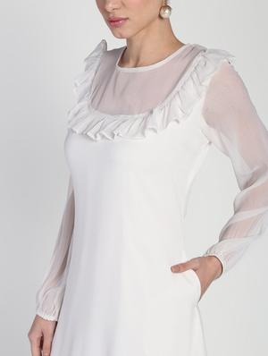 sheer panel frill detail a-line dress - 16911312 - Standard Image - 4