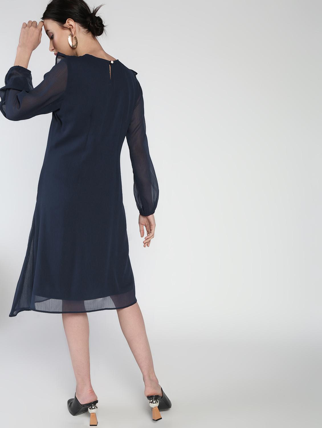 sheer panel frill detail a-line dress - 16911314 - Zoom Image - 4