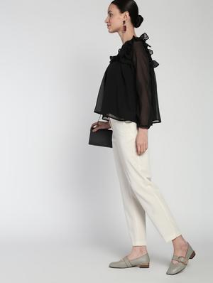 black chiffon ruffle top - 16911319 - Standard Image - 4