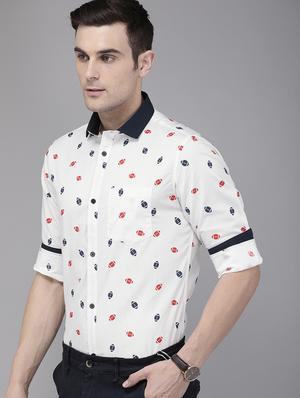 white printed casual shirt - 16912366 - Standard Image - 2