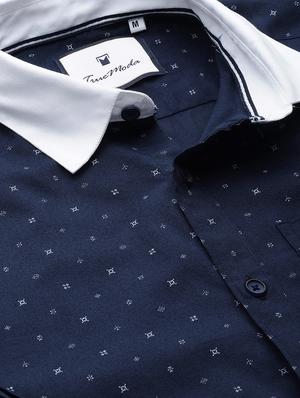 navy blue printed formal shirt - 16912367 - Standard Image - 5