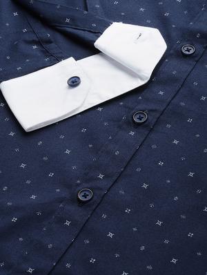 navy blue printed formal shirt - 16912367 - Standard Image - 6