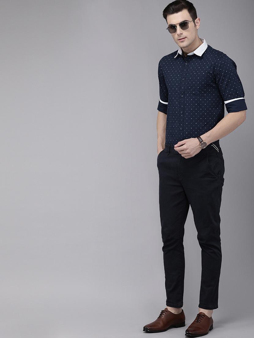 navy blue printed formal shirt - 16912367 - Zoom Image - 4
